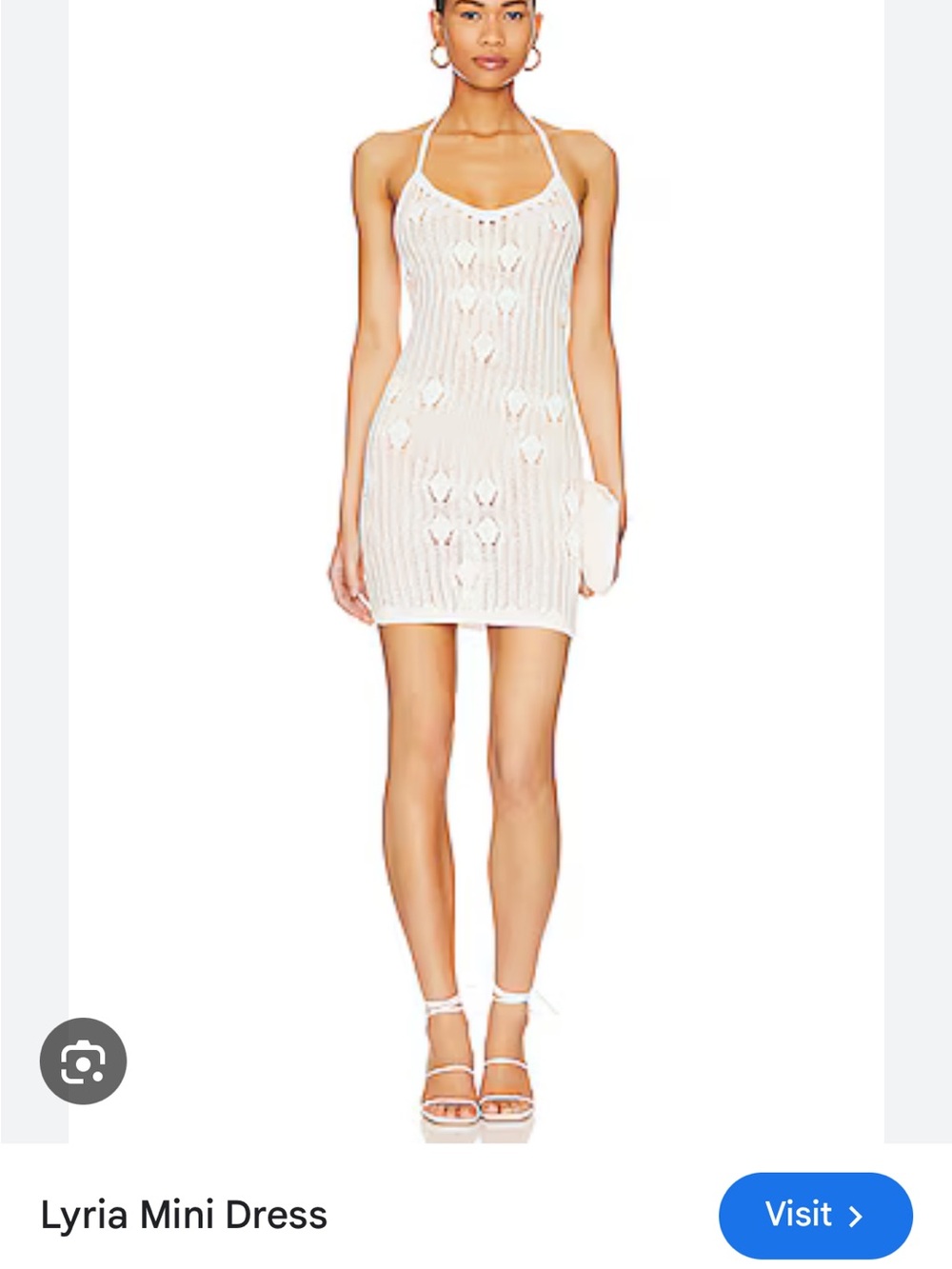 NBD Ivory Crochet Halter Mini Dress